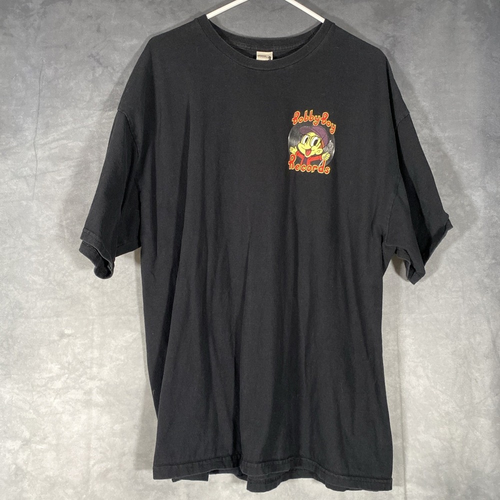 Vintage Bobby Boy Records Logo Logic Hip Hop Rap Vinyl Black Men's T-Shirt 2XL